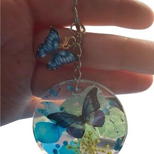 Blue Butterfly Resin Keychain